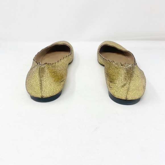 Chloe Lauren Gold Metallic Sparkle Scalloped Ballet Flats 37 US 7 - Picture 7 of 8